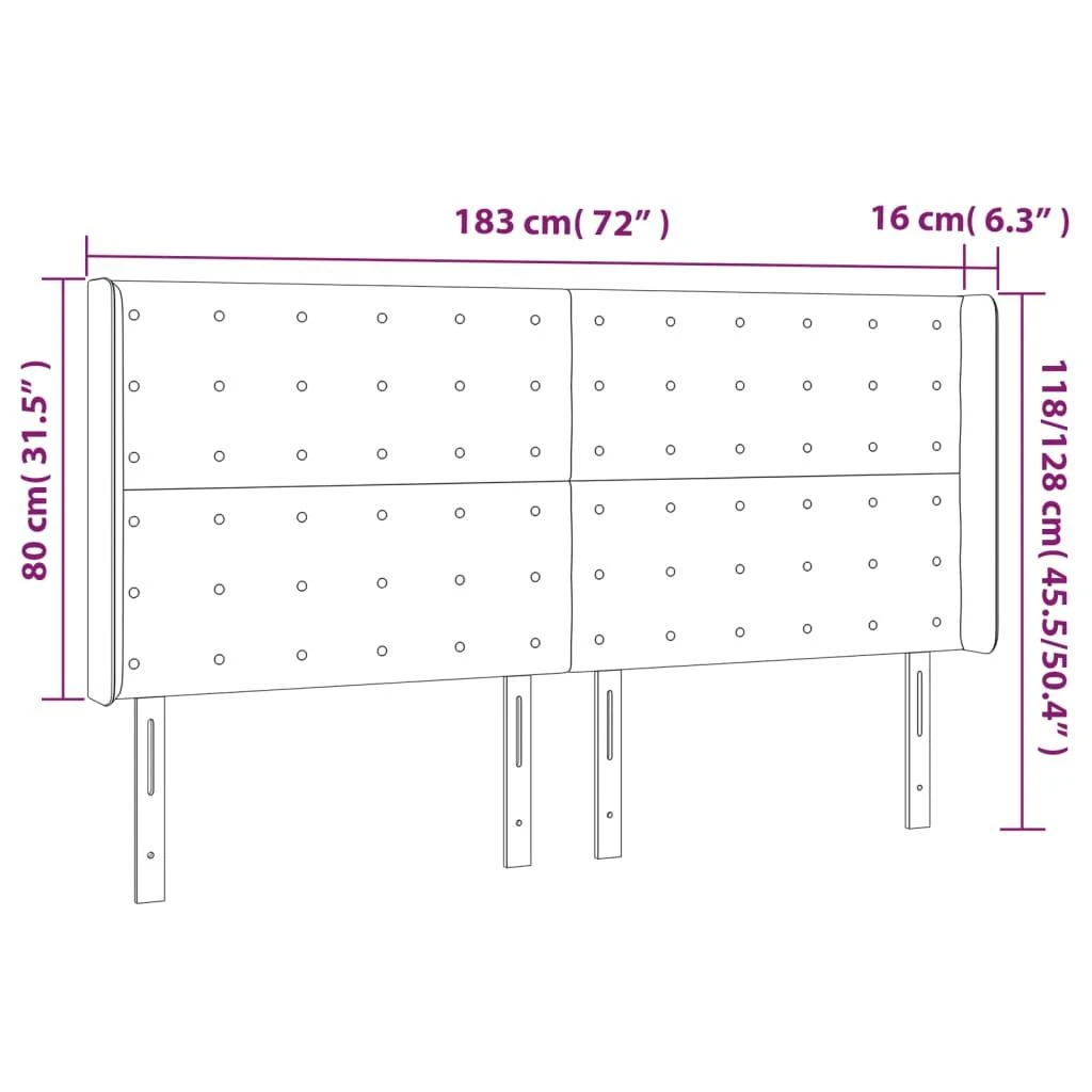 Galvūgalis su LED, kreminės spalvos, 183x16x118/128 cm