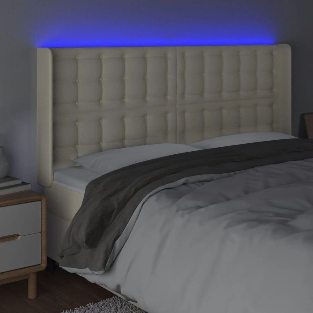 Galvūgalis su LED, kreminės spalvos, 183x16x118/128 cm