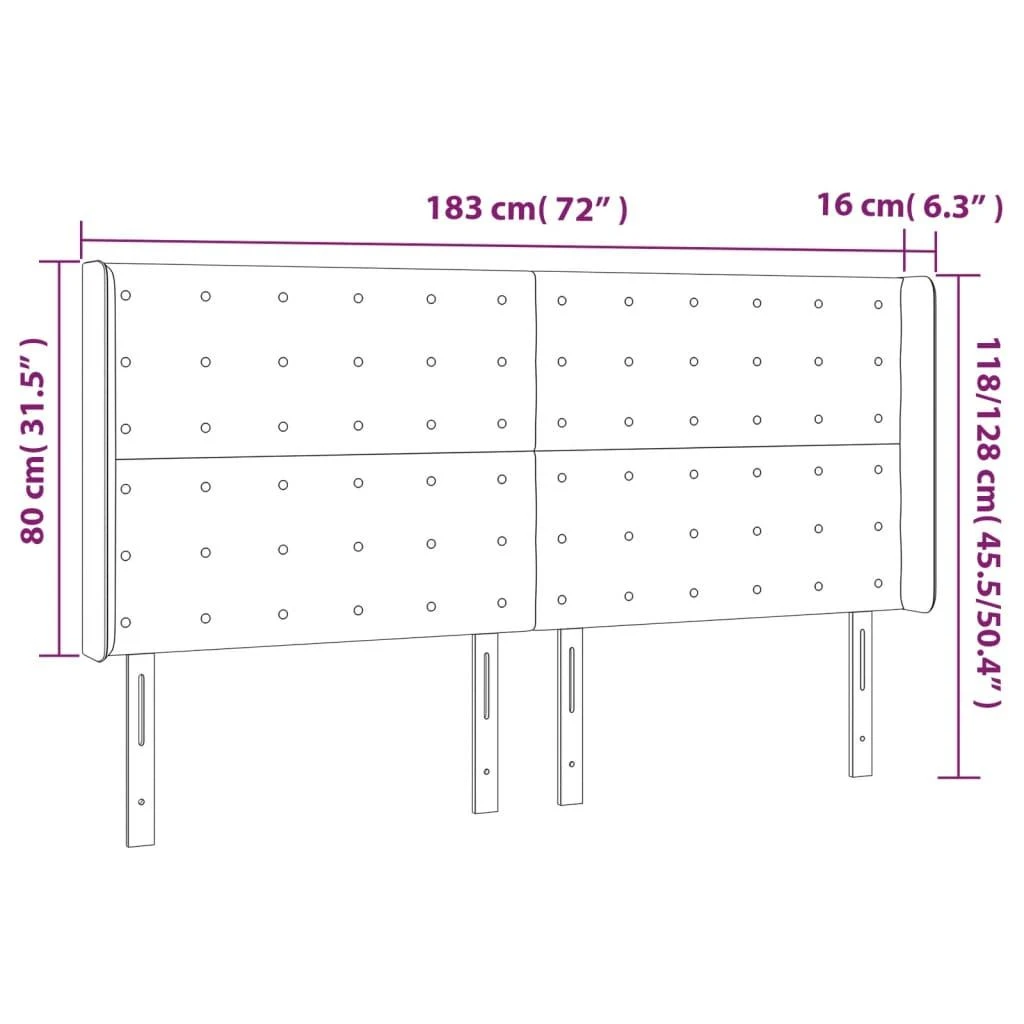 Galvūgalis su LED, kreminės spalvos, 183x16x118/128cm, audinys
