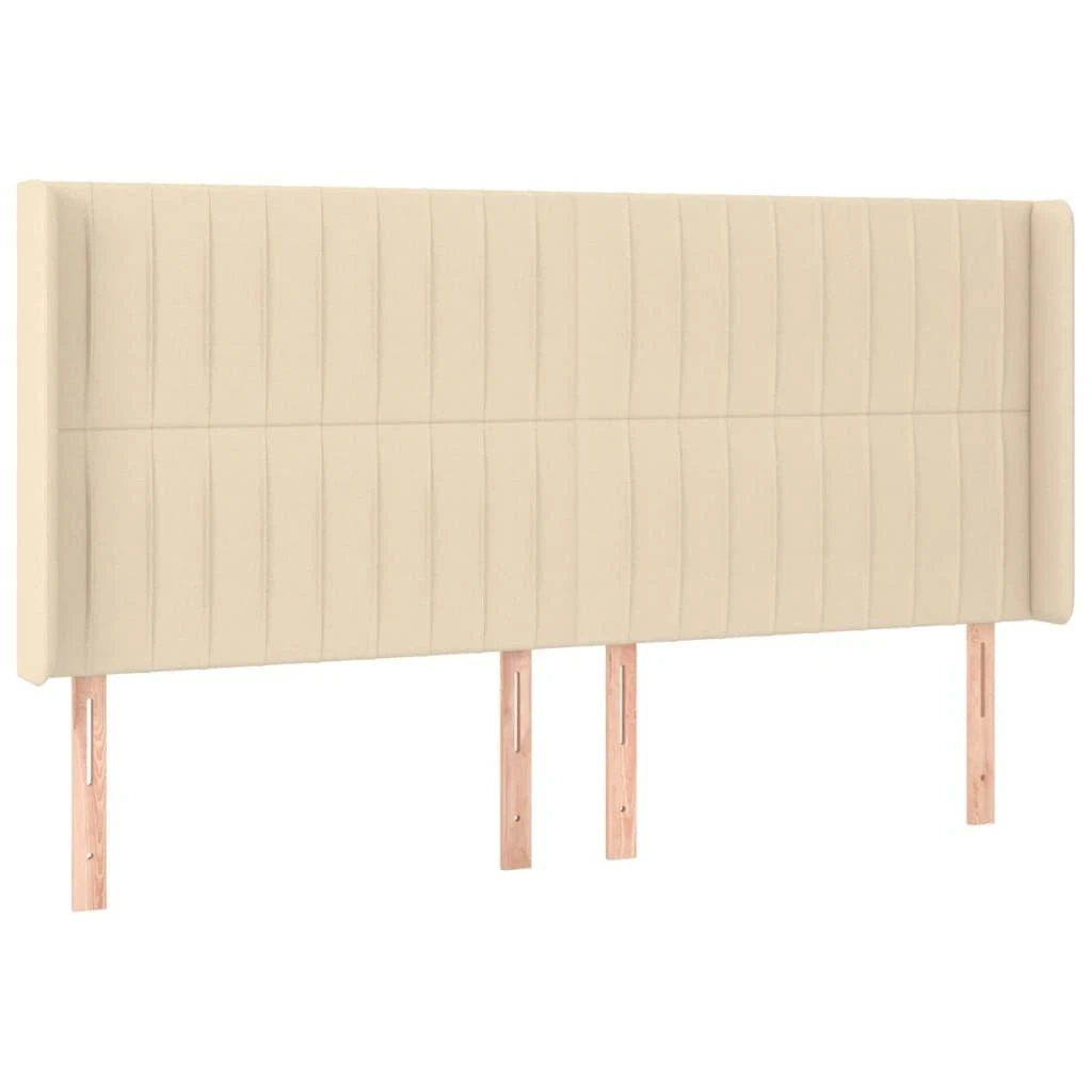 Galvūgalis su LED, kreminės spalvos, 203x16x118/128cm, audinys