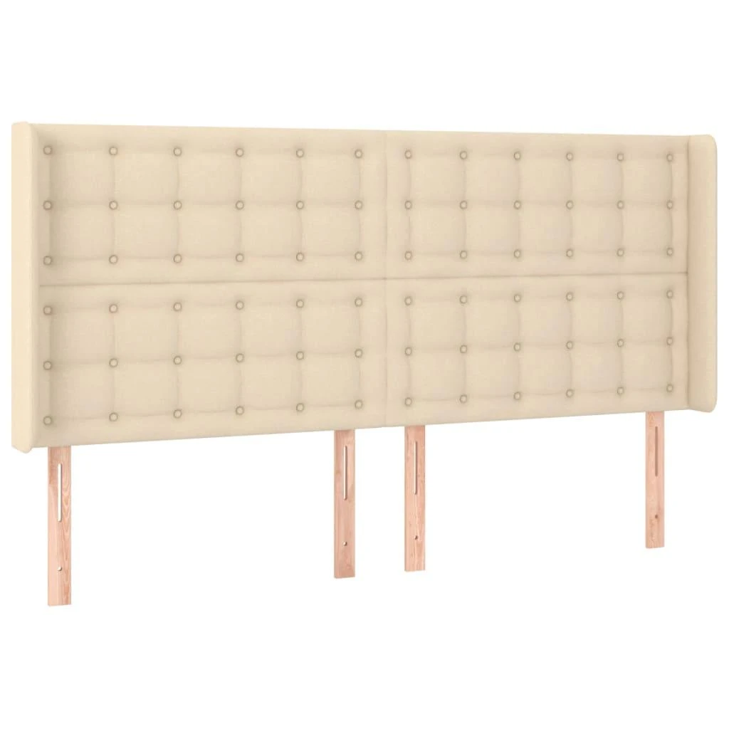 Galvūgalis su LED, kreminės spalvos, 203x16x118/128cm, audinys