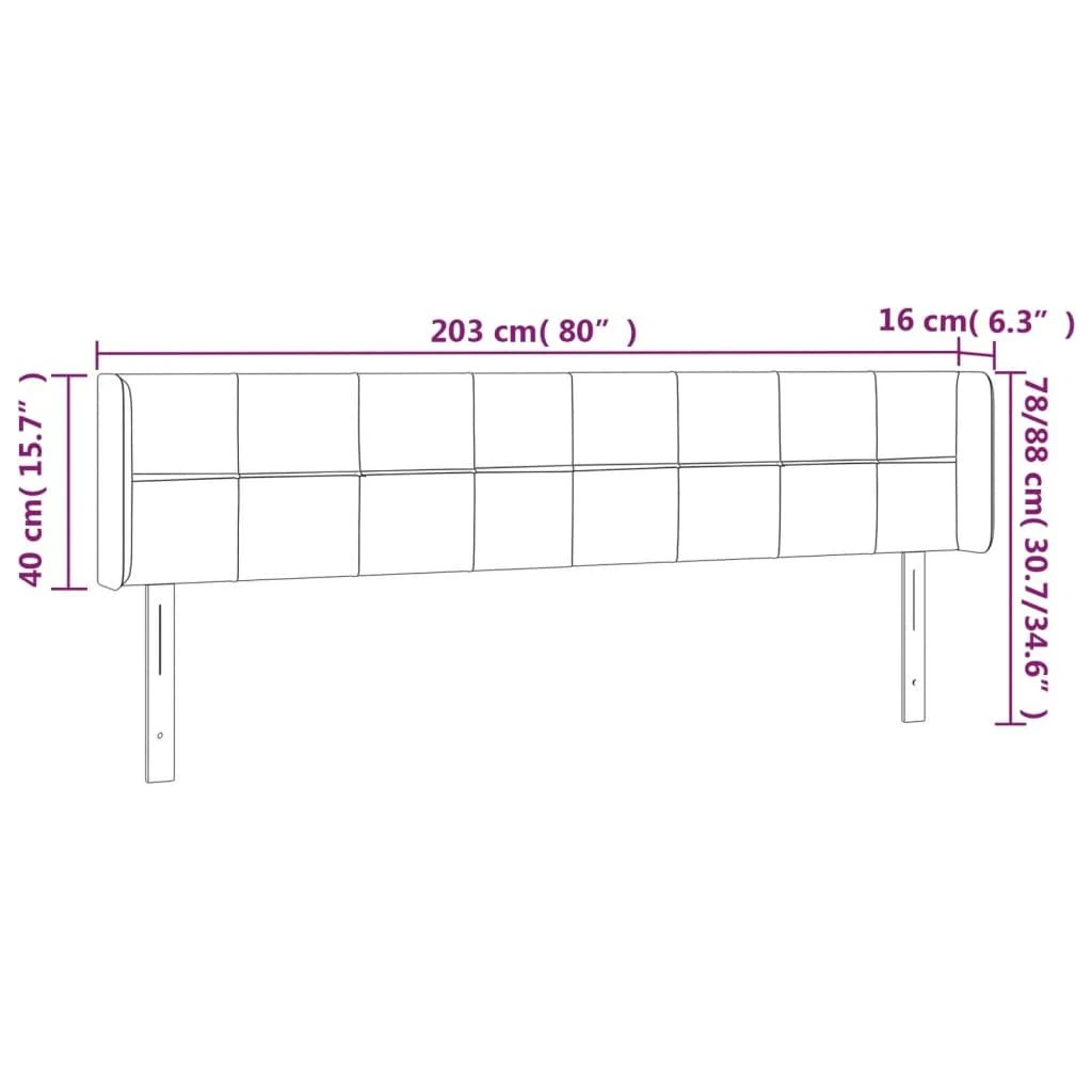 Galvūgalis su LED, kreminės spalvos, 203x16x78/88cm, audinys