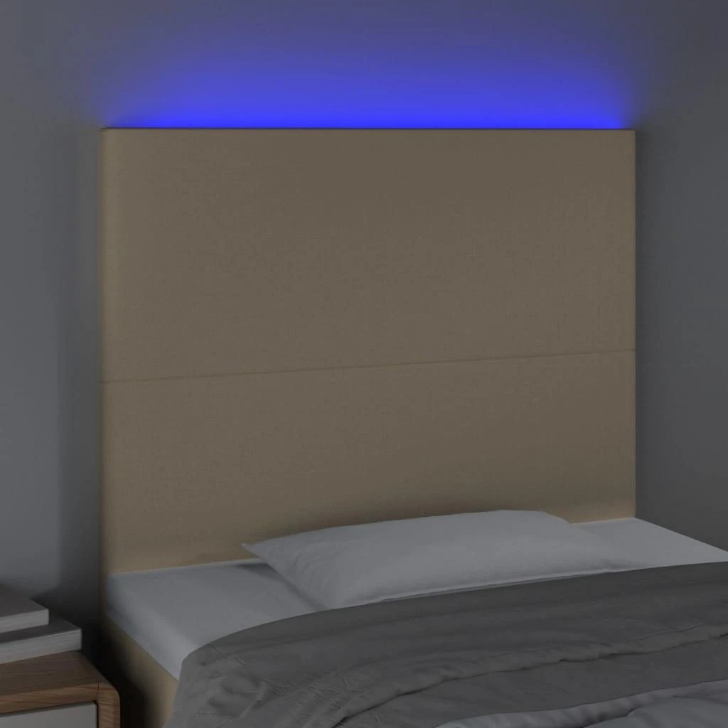Galvūgalis su LED, kreminės spalvos, 80x5x118/128cm, audinys