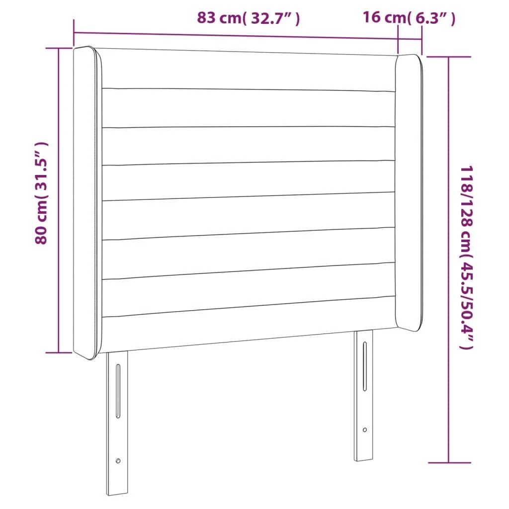 Galvūgalis su LED, kreminės spalvos, 83x16x118/128cm, audinys