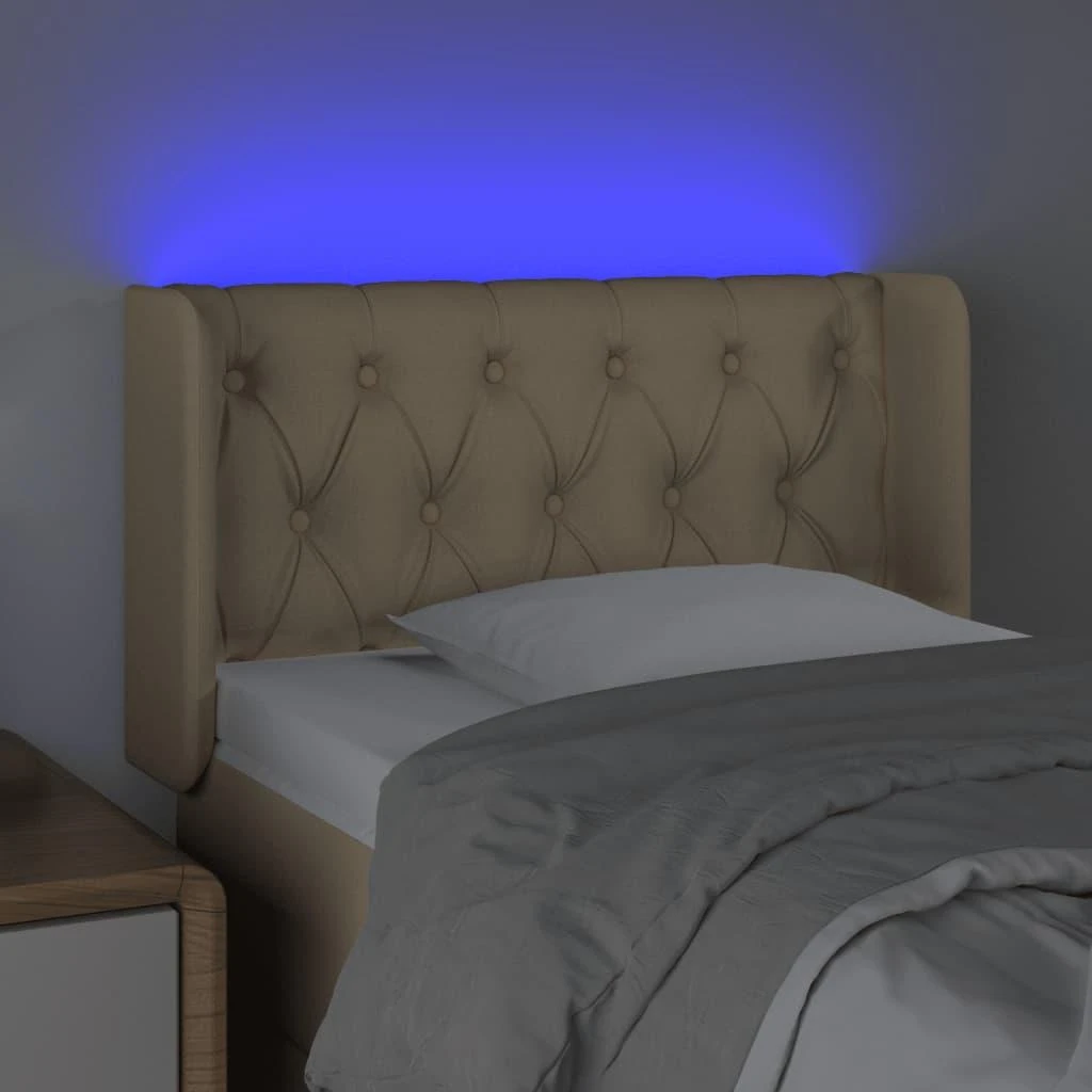 Galvūgalis su LED, kreminės spalvos, 83x16x78/88cm, audinys