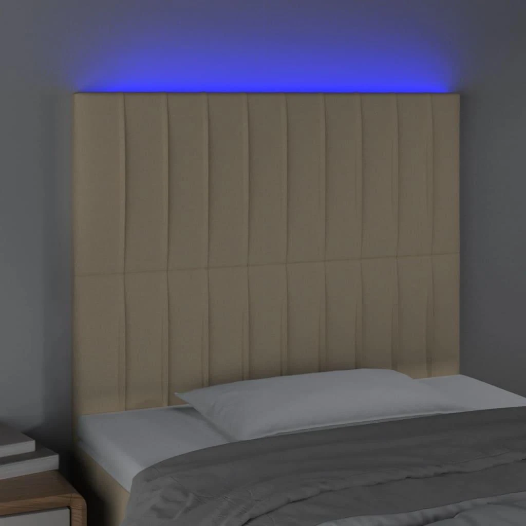 Galvūgalis su LED, kreminės spalvos, 90x5x118/128cm, audinys