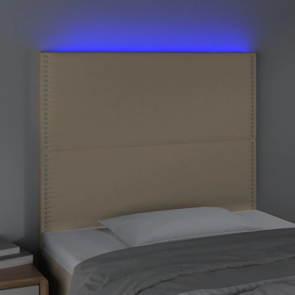 Galvūgalis su LED, kreminės spalvos, 90x5x118/128cm, audinys