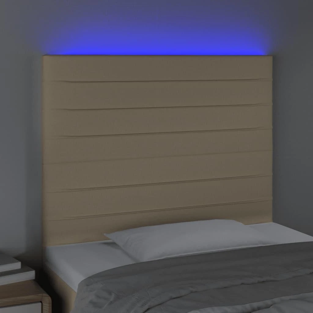 Galvūgalis su LED, kreminės spalvos, 90x5x118/128cm, audinys