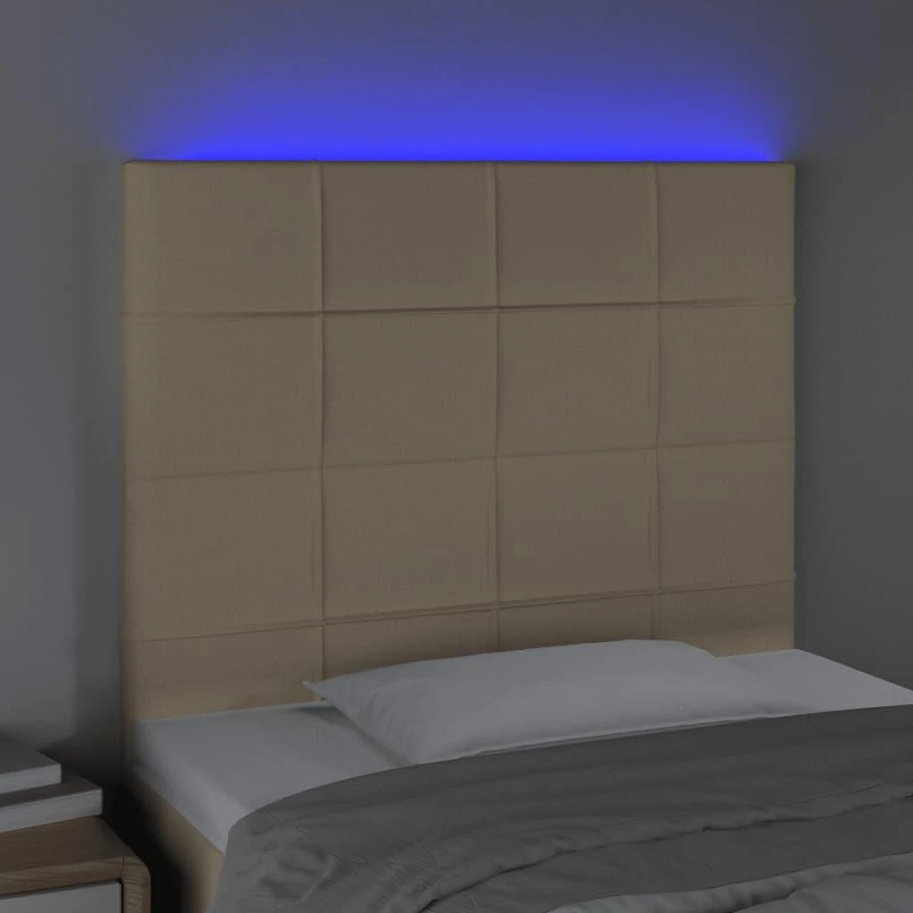 Galvūgalis su LED, kreminės spalvos, 90x5x118/128cm, audinys