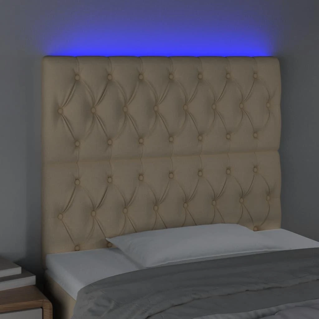 Galvūgalis su LED, kreminės spalvos, 90x7x118/128cm, audinys