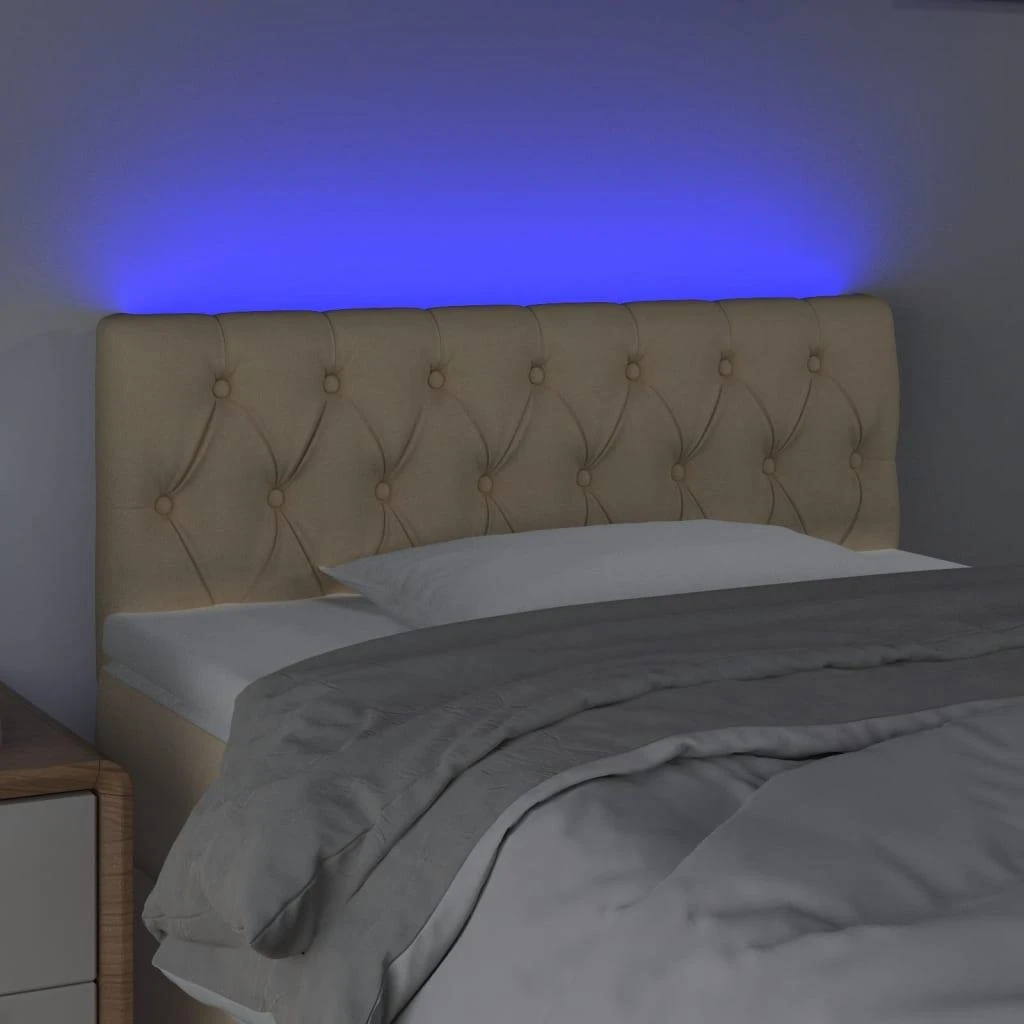 Galvūgalis su LED, kreminės spalvos, 90x7x78/88cm, audinys