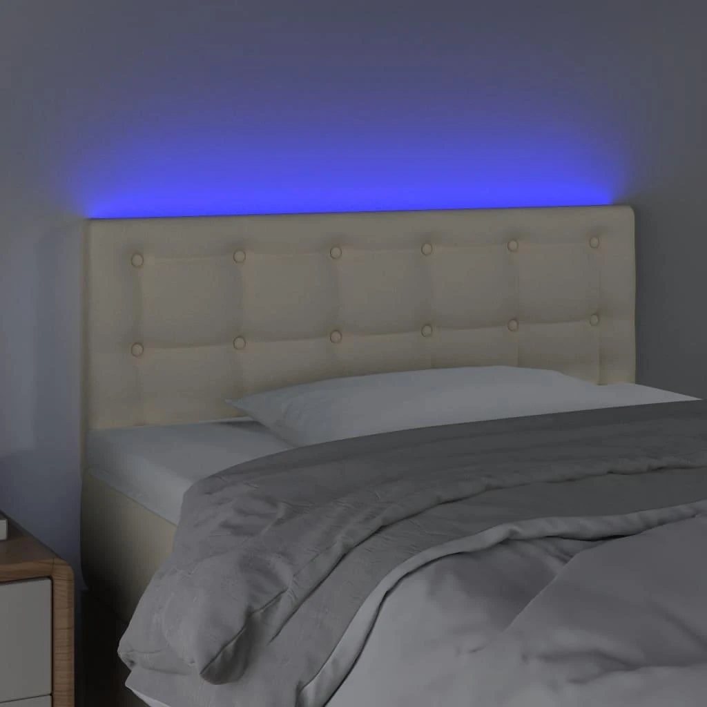 Galvūgalis su LED, kreminės spalvos,100x5x78/88cm, dirbtinė oda