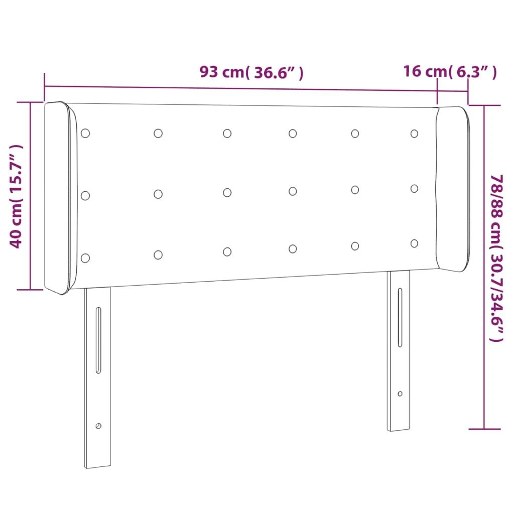 Galvūgalis su LED, kreminės spalvos,93x16x78/88cm, dirbtinė oda