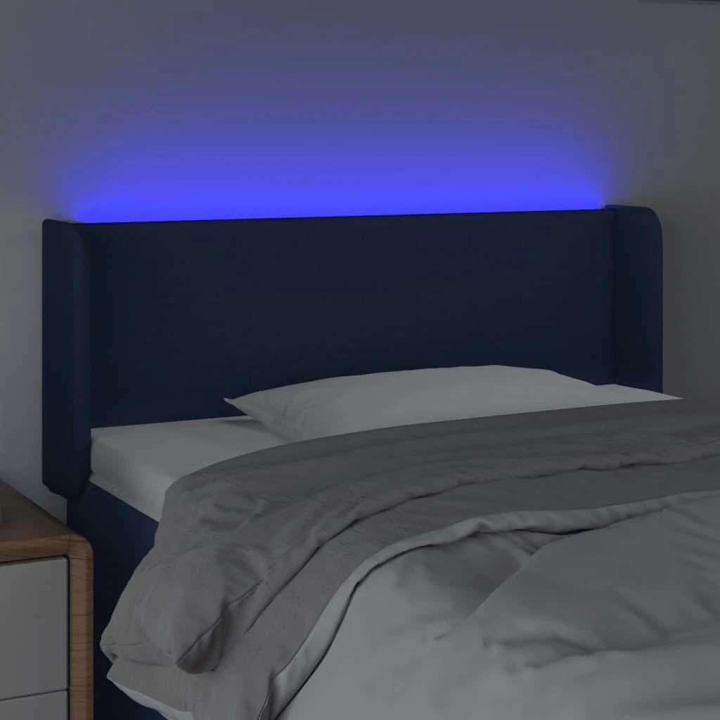Galvūgalis su LED, mėlynos spalvos, 103x16x78/88cm, audinys