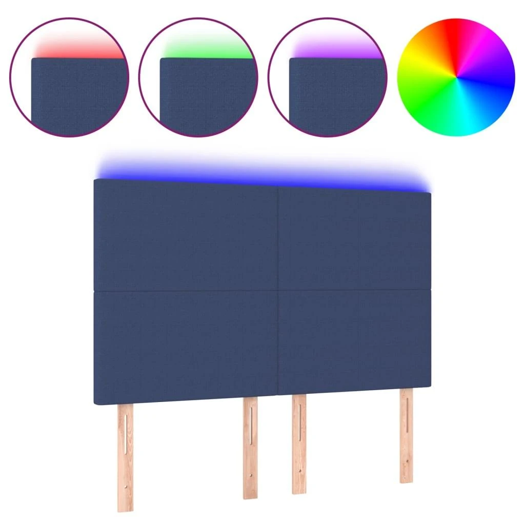 Galvūgalis su LED, mėlynos spalvos, 144x5x118/128cm, audinys