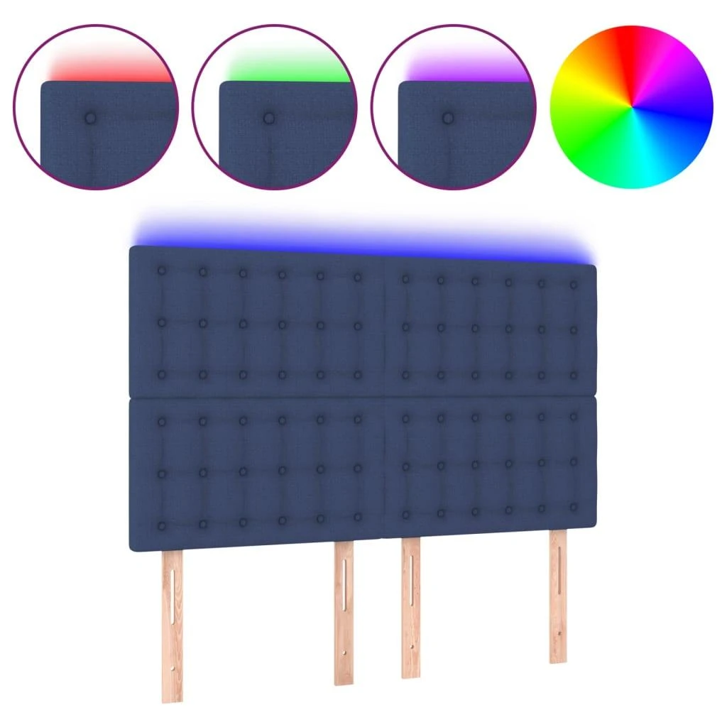 Galvūgalis su LED, mėlynos spalvos, 144x5x118/128cm, audinys