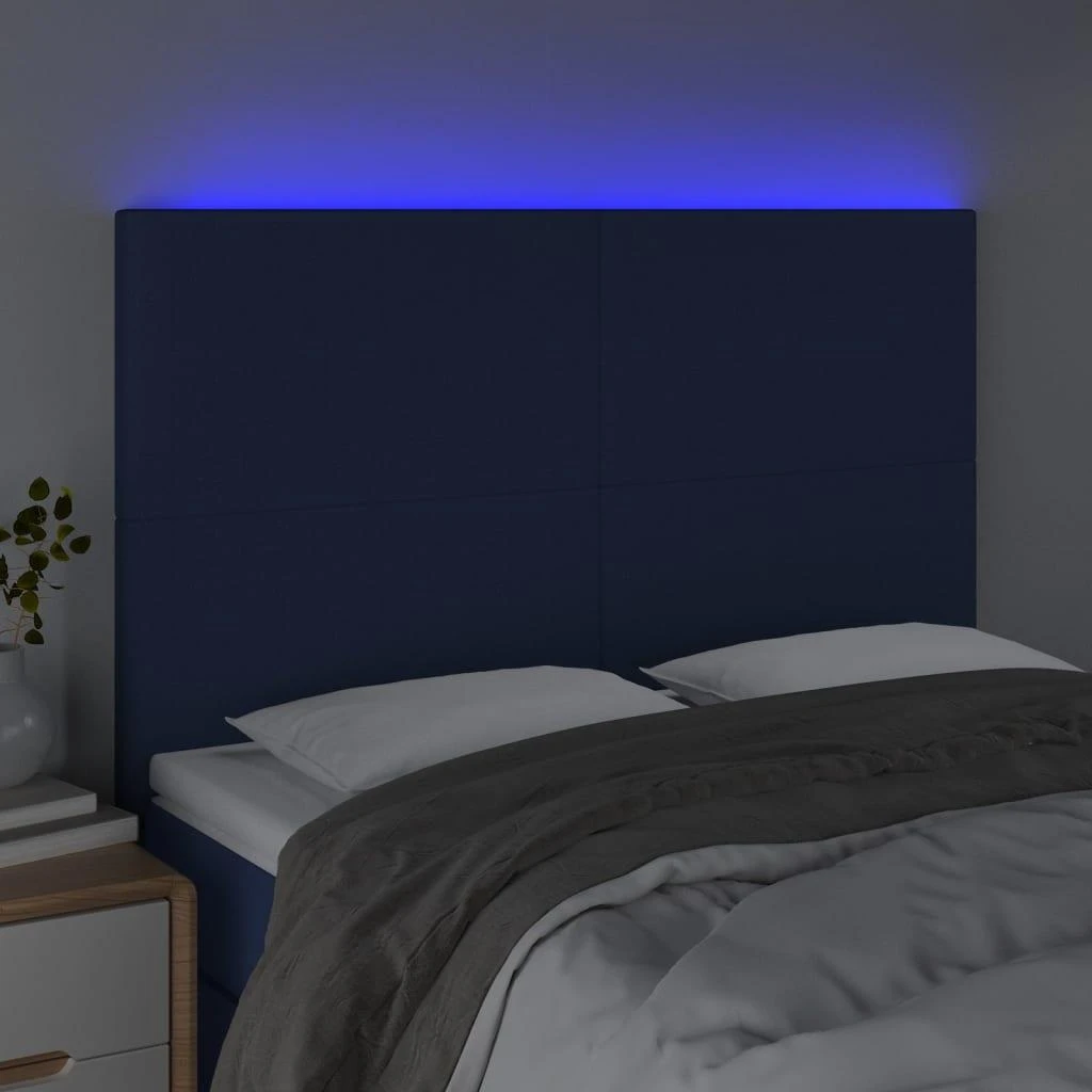 Galvūgalis su LED, mėlynos spalvos, 144x5x118/128cm, audinys