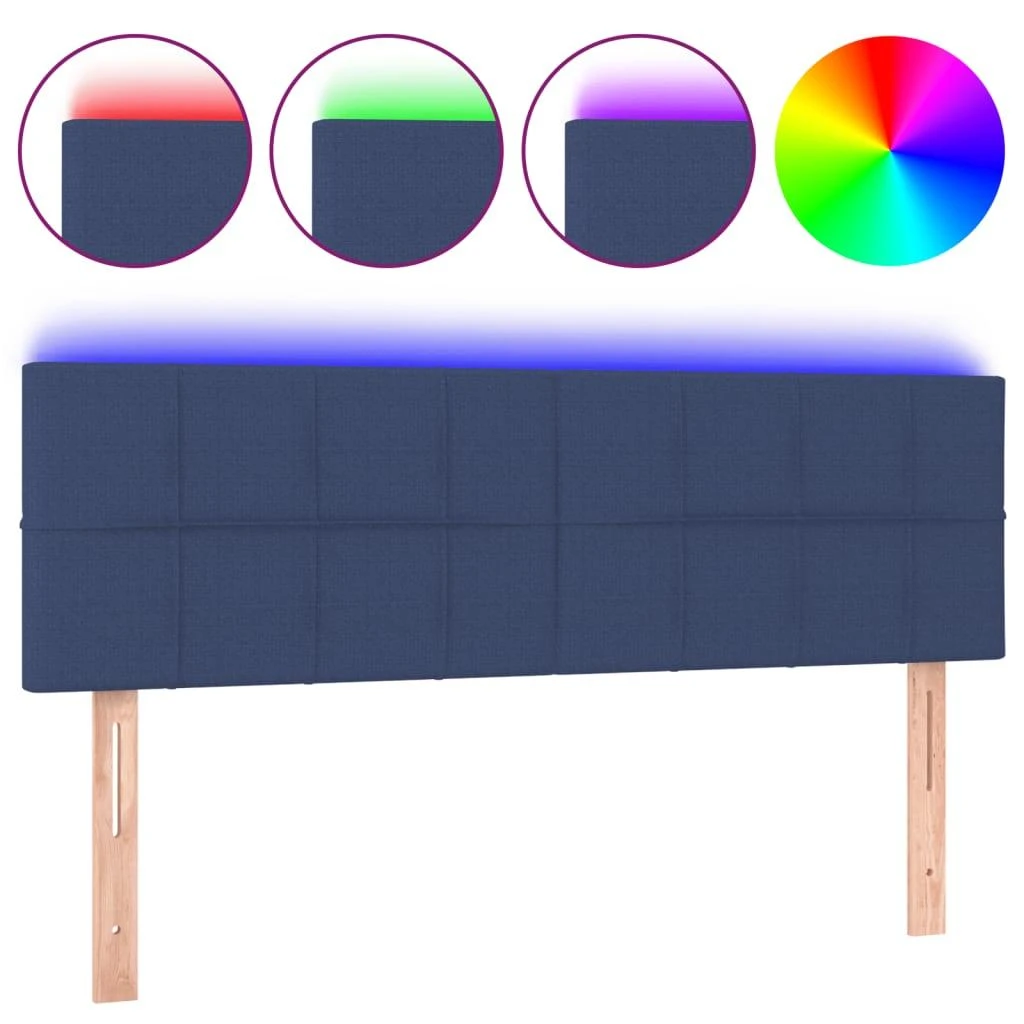 Galvūgalis su LED, mėlynos spalvos, 144x5x78/88cm, audinys