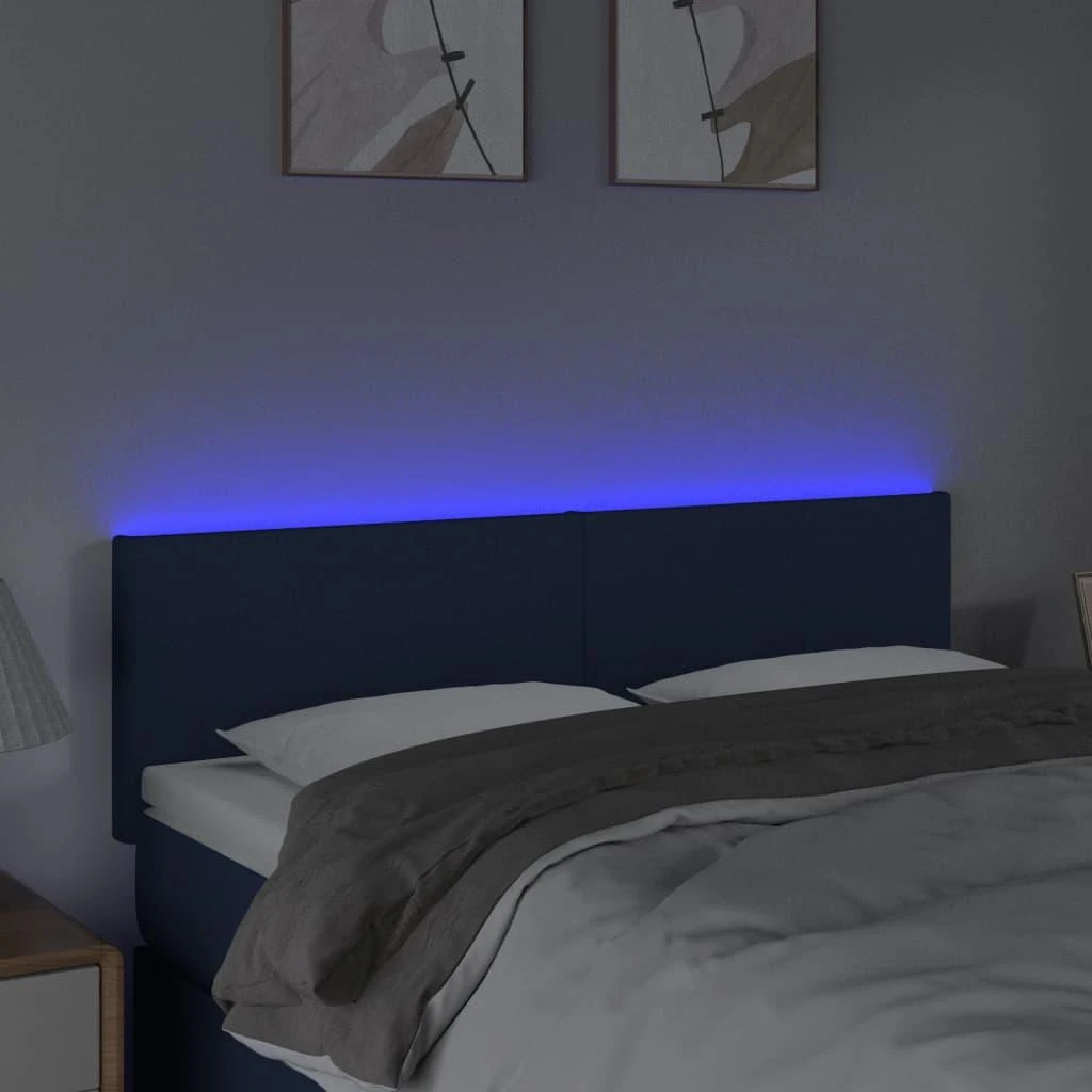 Galvūgalis su LED, mėlynos spalvos, 144x5x78/88cm, audinys