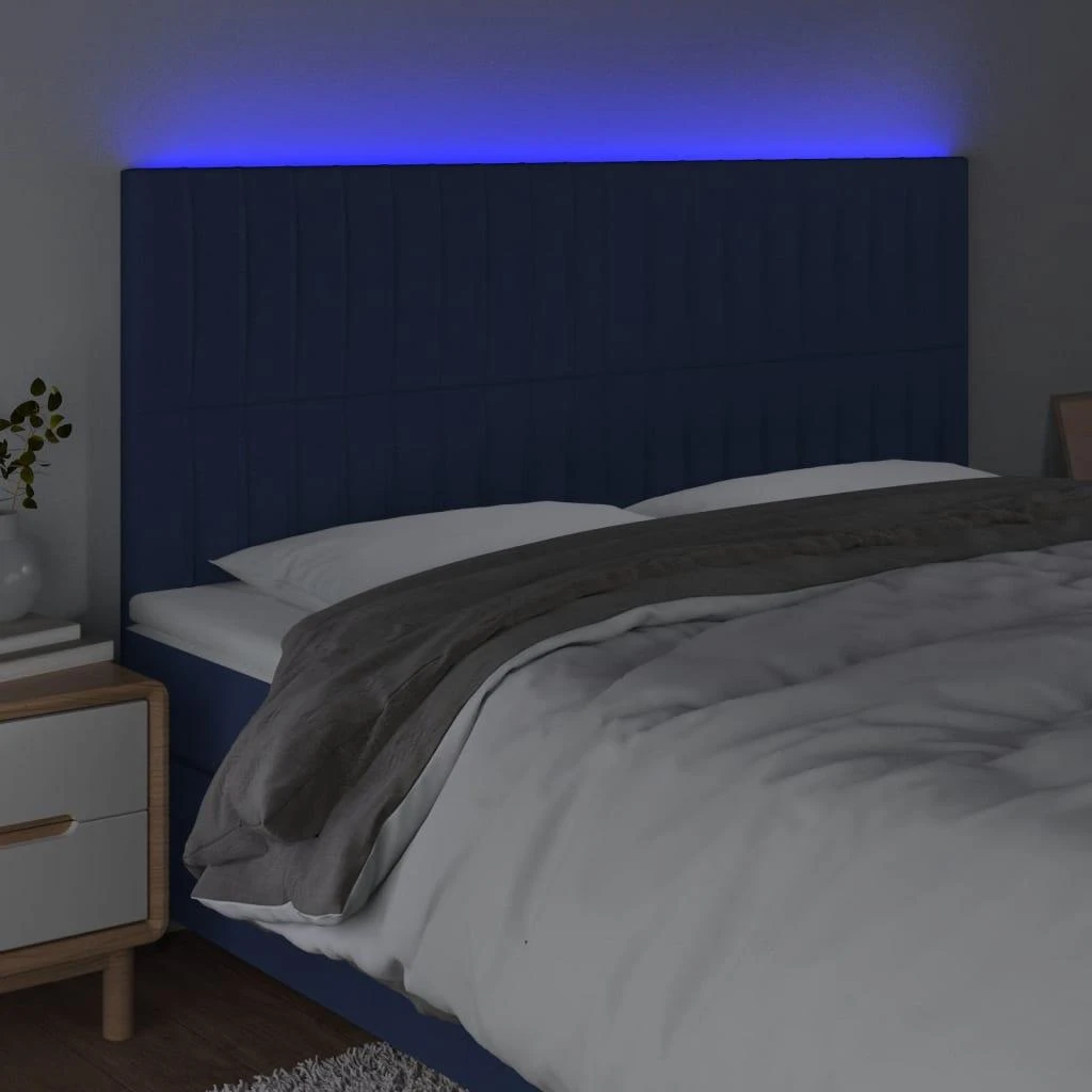 Galvūgalis su LED, mėlynos spalvos, 160x5x118/128cm, audinys