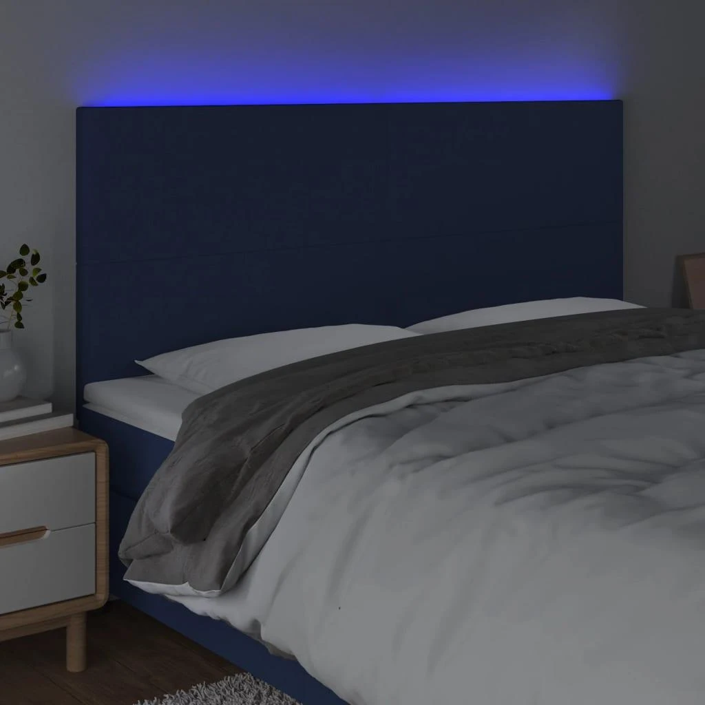 Galvūgalis su LED, mėlynos spalvos, 160x5x118/128cm, audinys
