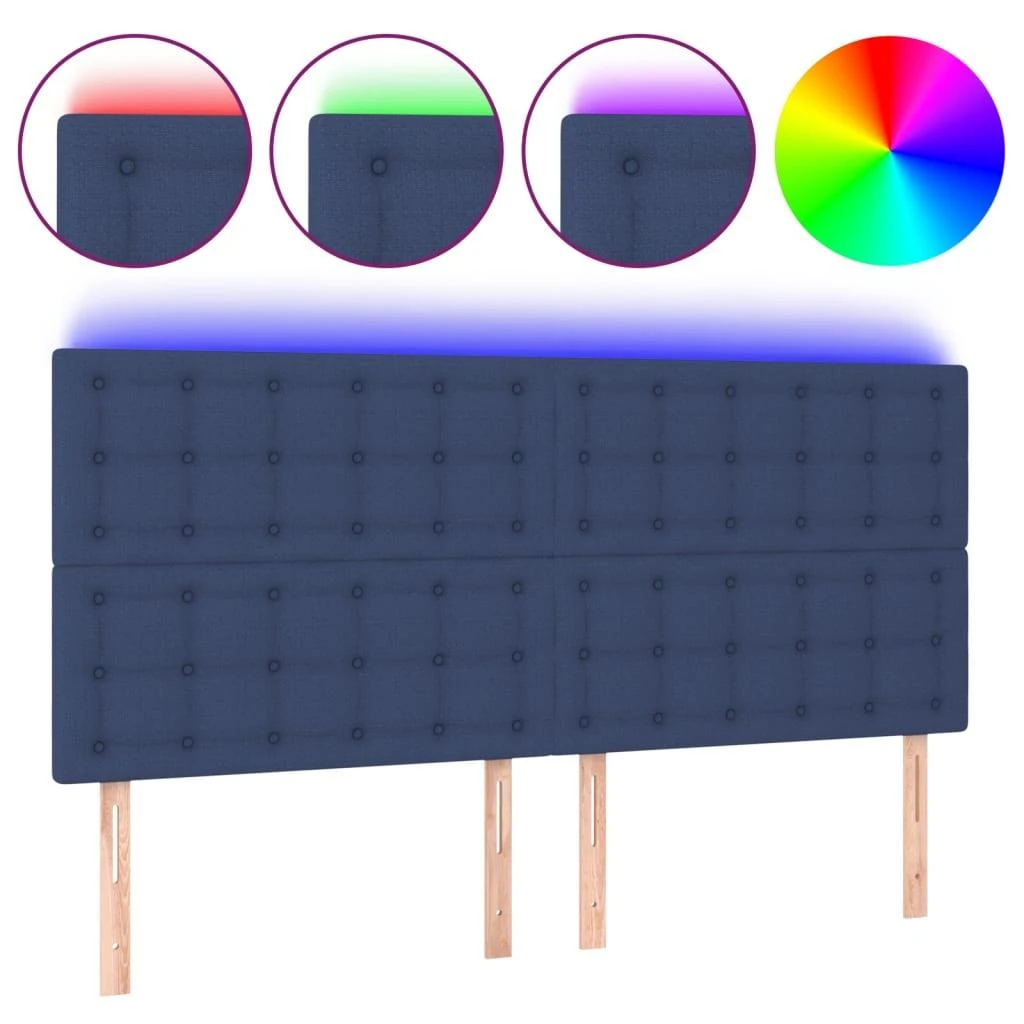 Galvūgalis su LED, mėlynos spalvos, 160x5x118/128cm, audinys