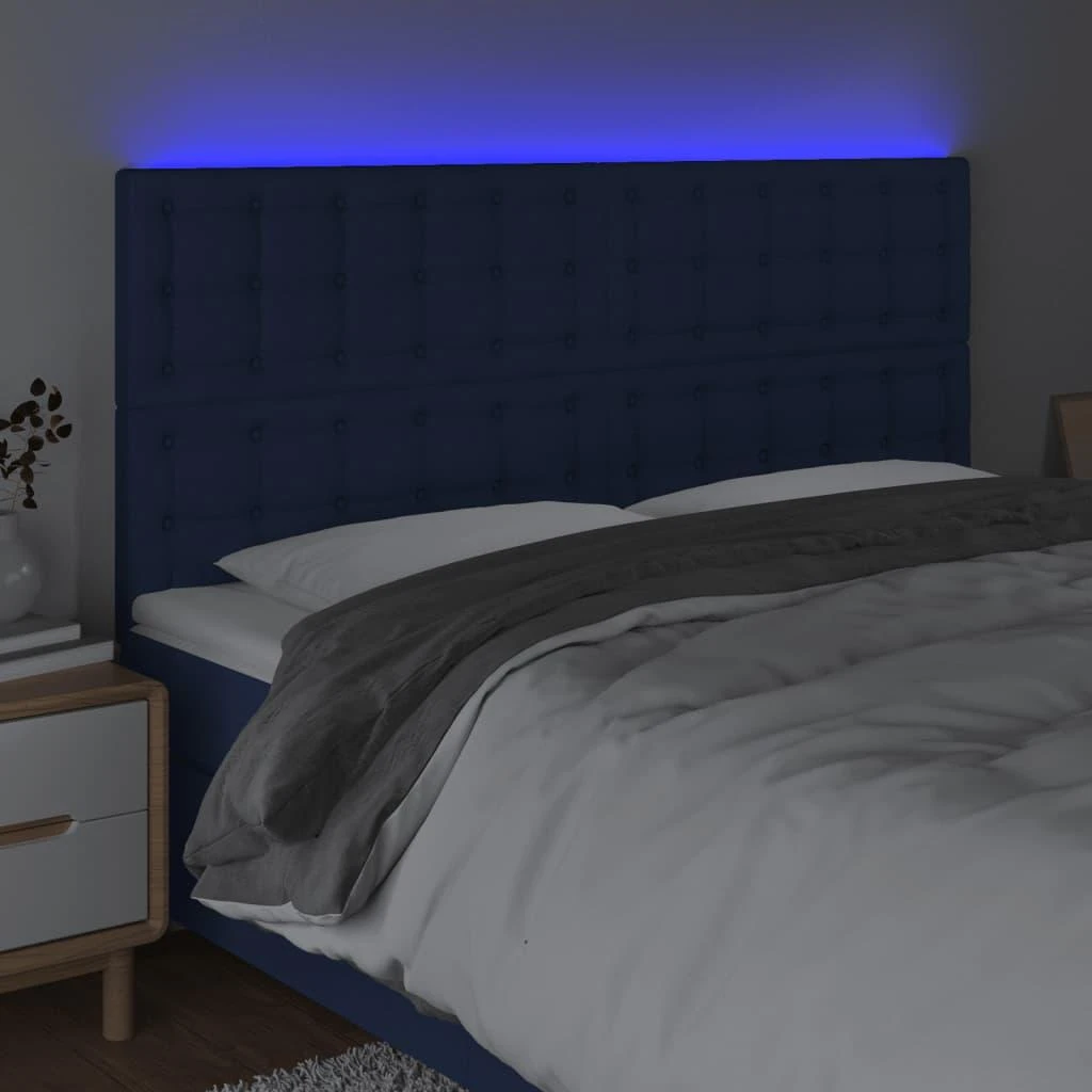 Galvūgalis su LED, mėlynos spalvos, 160x5x118/128cm, audinys