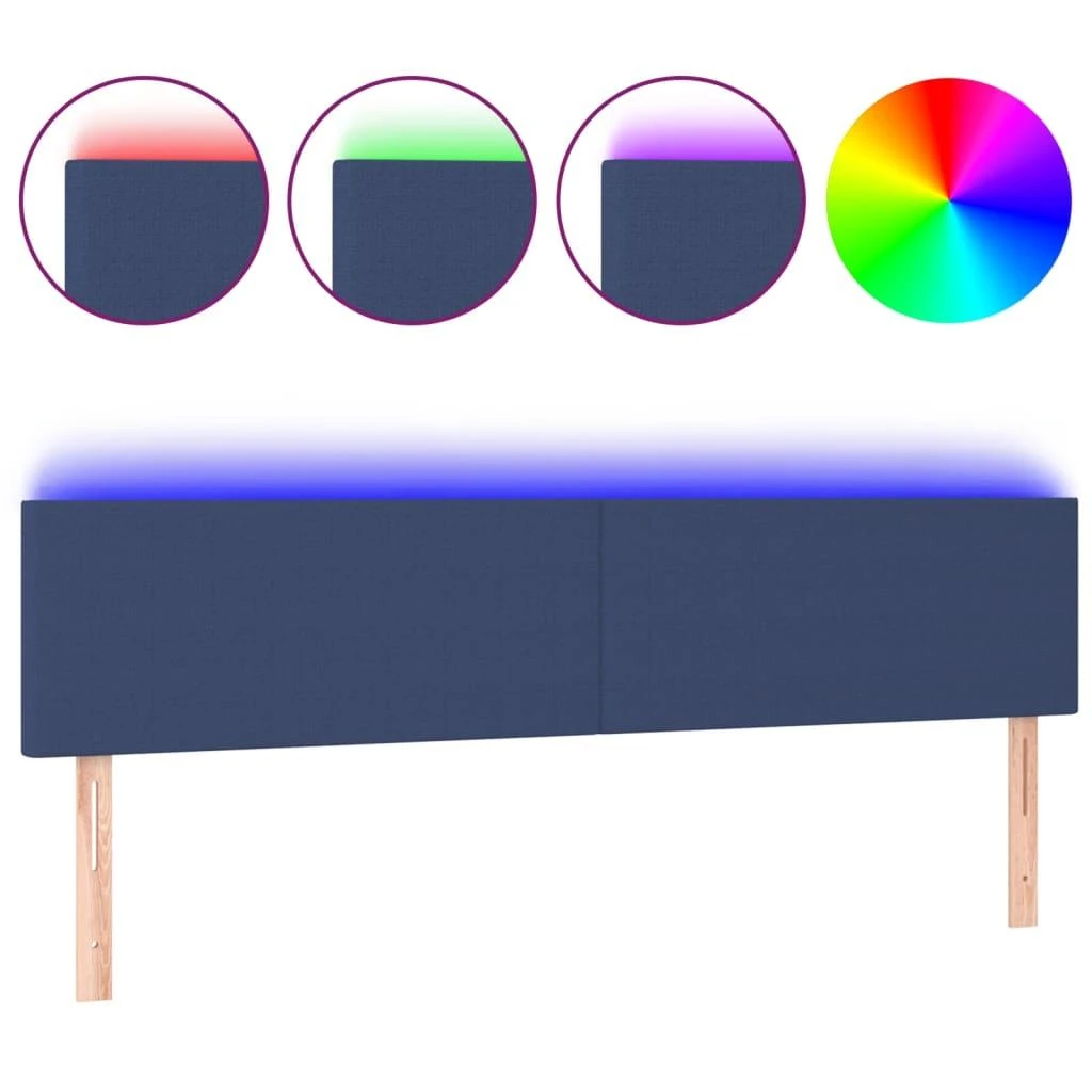 Galvūgalis su LED, mėlynos spalvos, 160x5x78/88cm, audinys