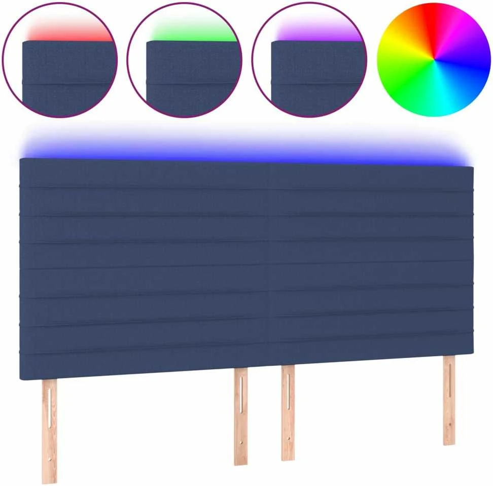 Galvūgalis su LED, mėlynos spalvos, 180x5x118/128cm, audinys