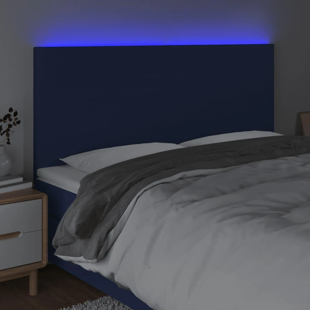 Galvūgalis su LED, mėlynos spalvos, 180x5x118/128cm, audinys