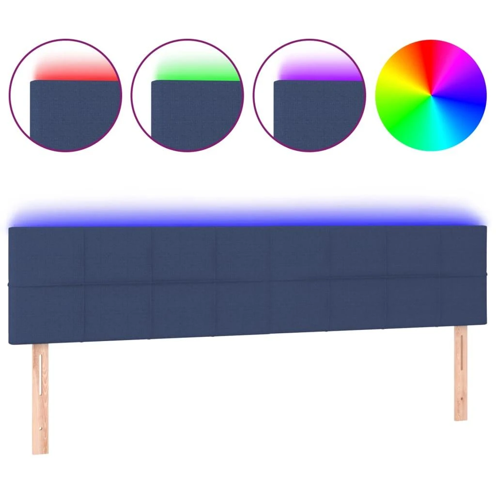 Galvūgalis su LED, mėlynos spalvos, 180x5x78/88cm, audinys