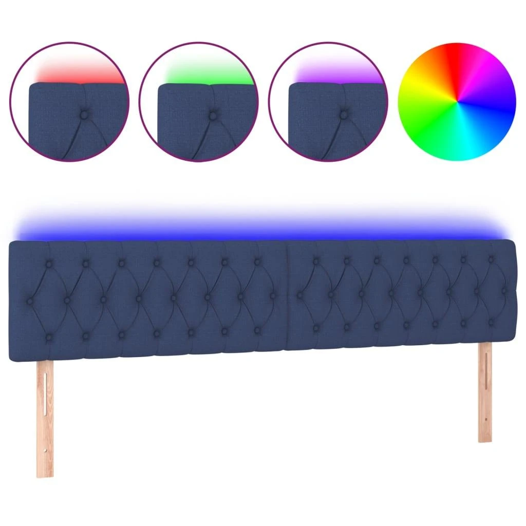 Galvūgalis su LED, mėlynos spalvos, 180x7x78/88cm, audinys