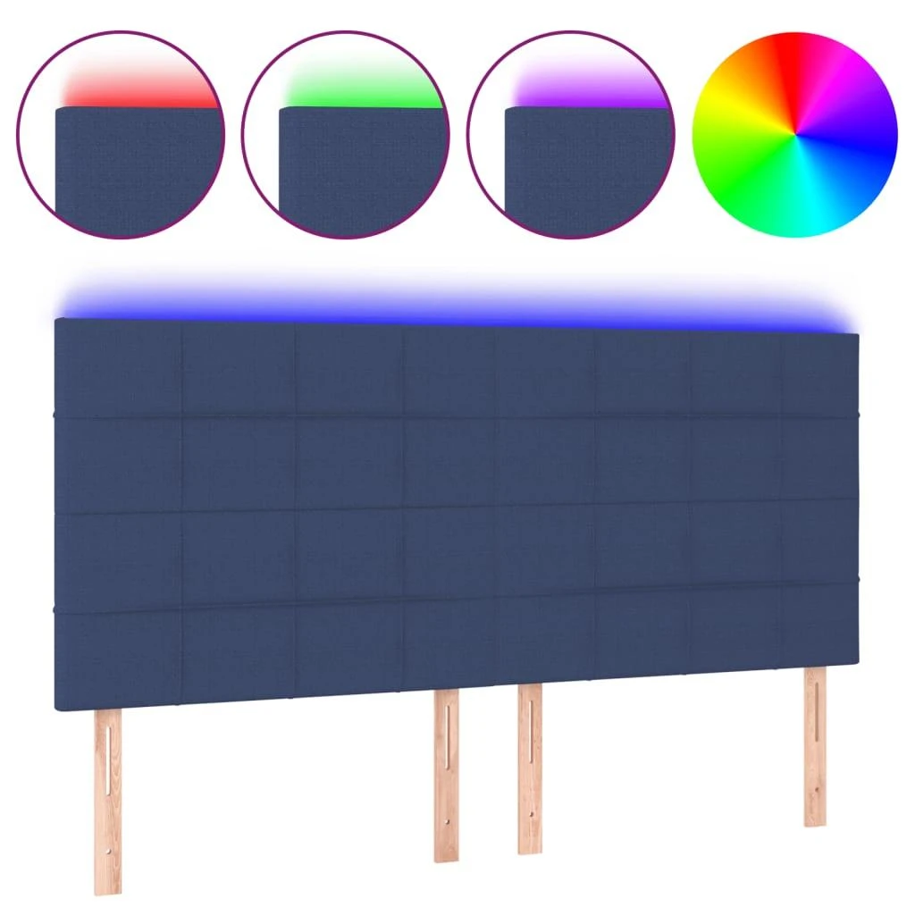 Galvūgalis su LED, mėlynos spalvos, 200x5x118/128cm, audinys