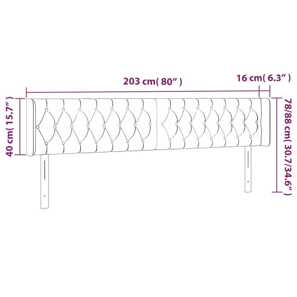 Galvūgalis su LED, mėlynos spalvos, 203x16x78/88cm, audinys
