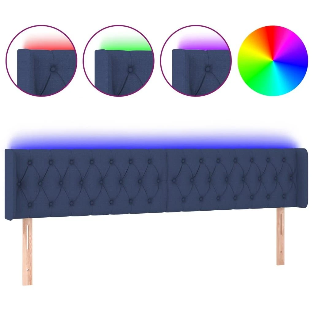 Galvūgalis su LED, mėlynos spalvos, 203x16x78/88cm, audinys