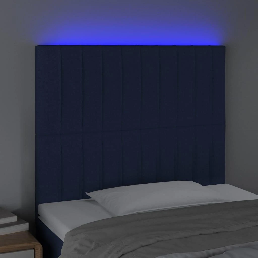 Galvūgalis su LED, mėlynos spalvos, 80x5x118/128cm, audinys