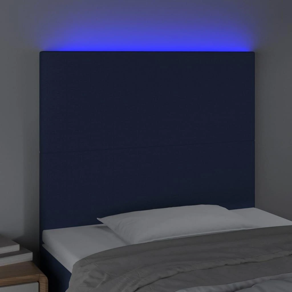 Galvūgalis su LED, mėlynos spalvos, 80x5x118/128cm, audinys