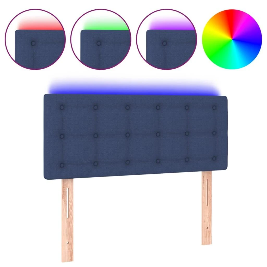 Galvūgalis su LED, mėlynos spalvos, 80x5x78/88cm, audinys