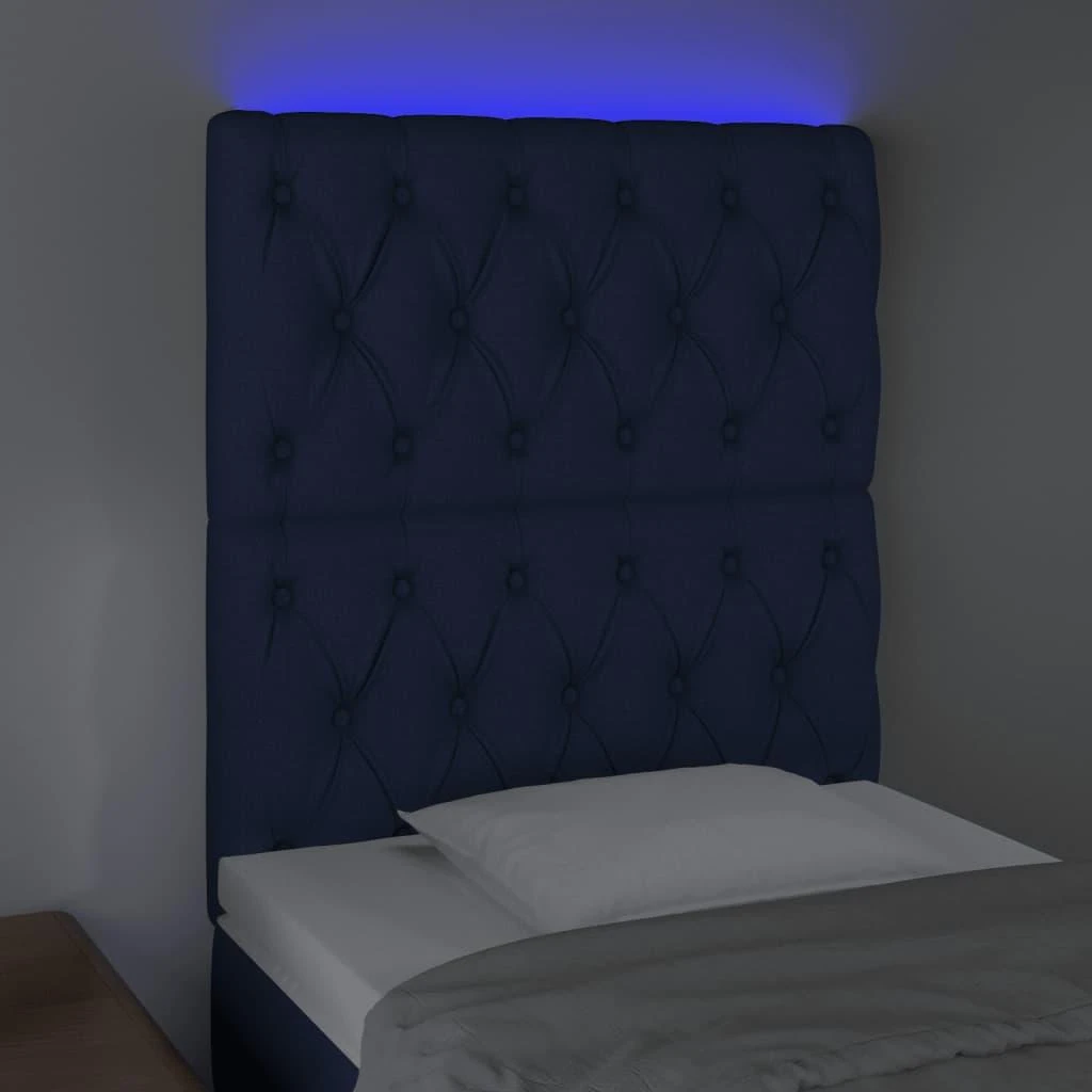 Galvūgalis su LED, mėlynos spalvos, 80x7x118/128cm, audinys