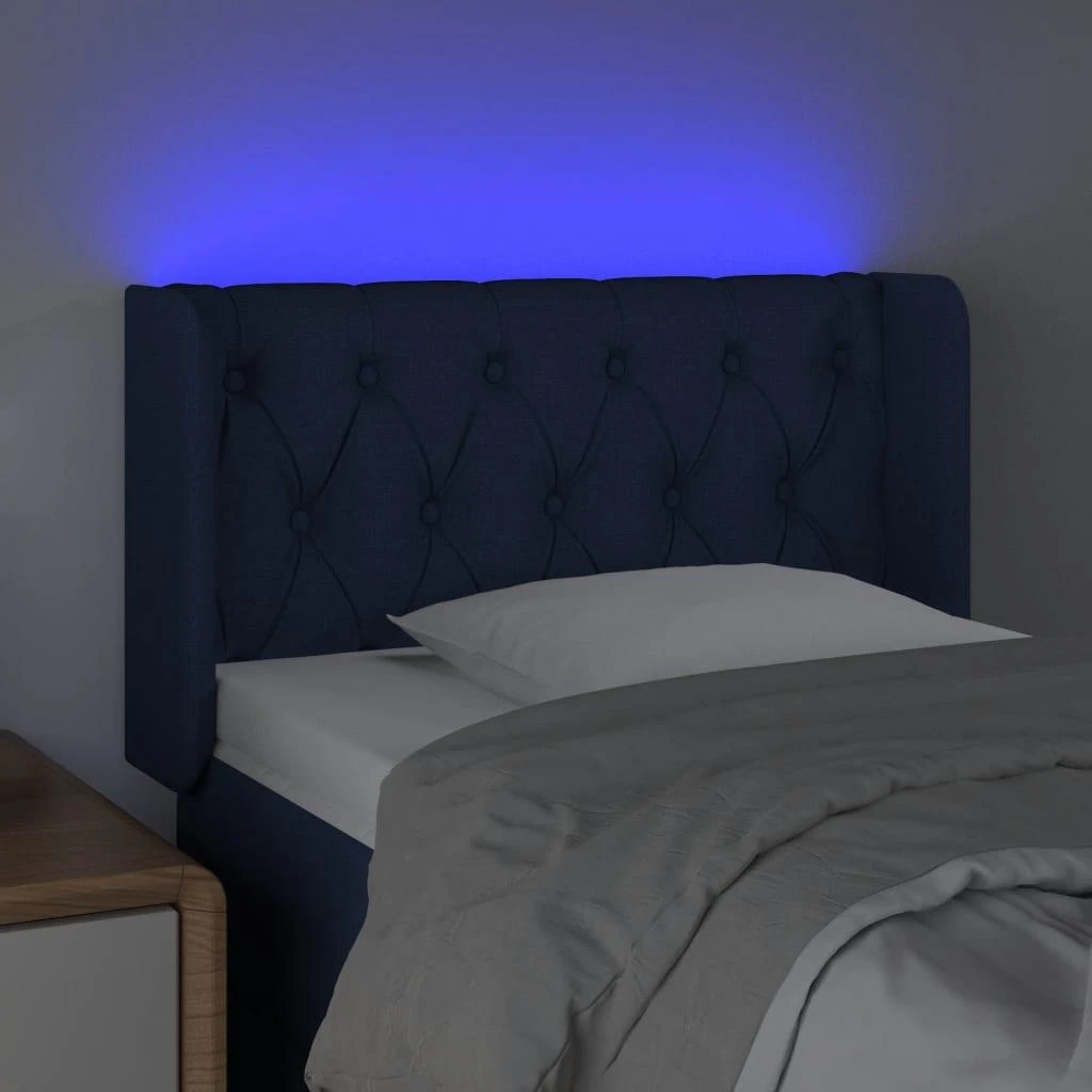 Galvūgalis su LED, mėlynos spalvos, 83x16x78/88cm, audinys
