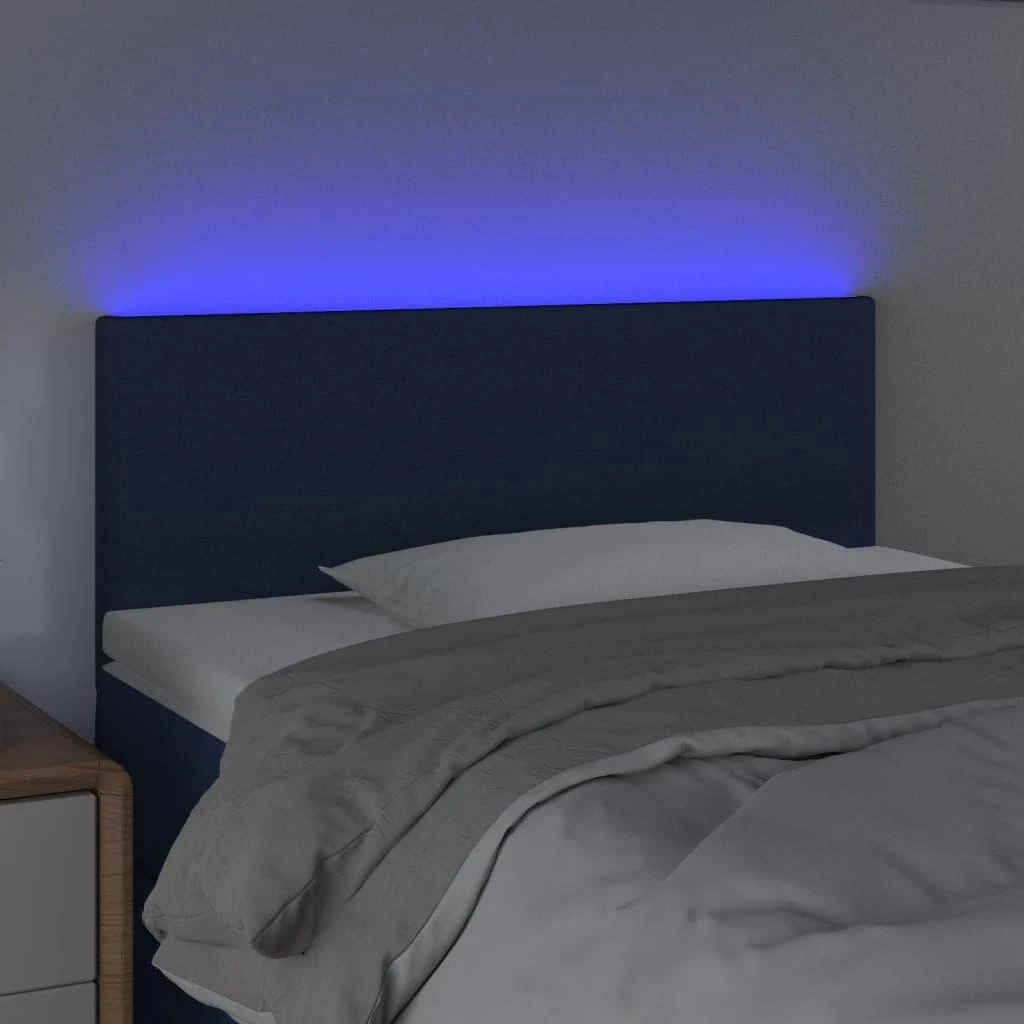 Galvūgalis su LED, mėlynos spalvos, 90x5x78/88cm, audinys