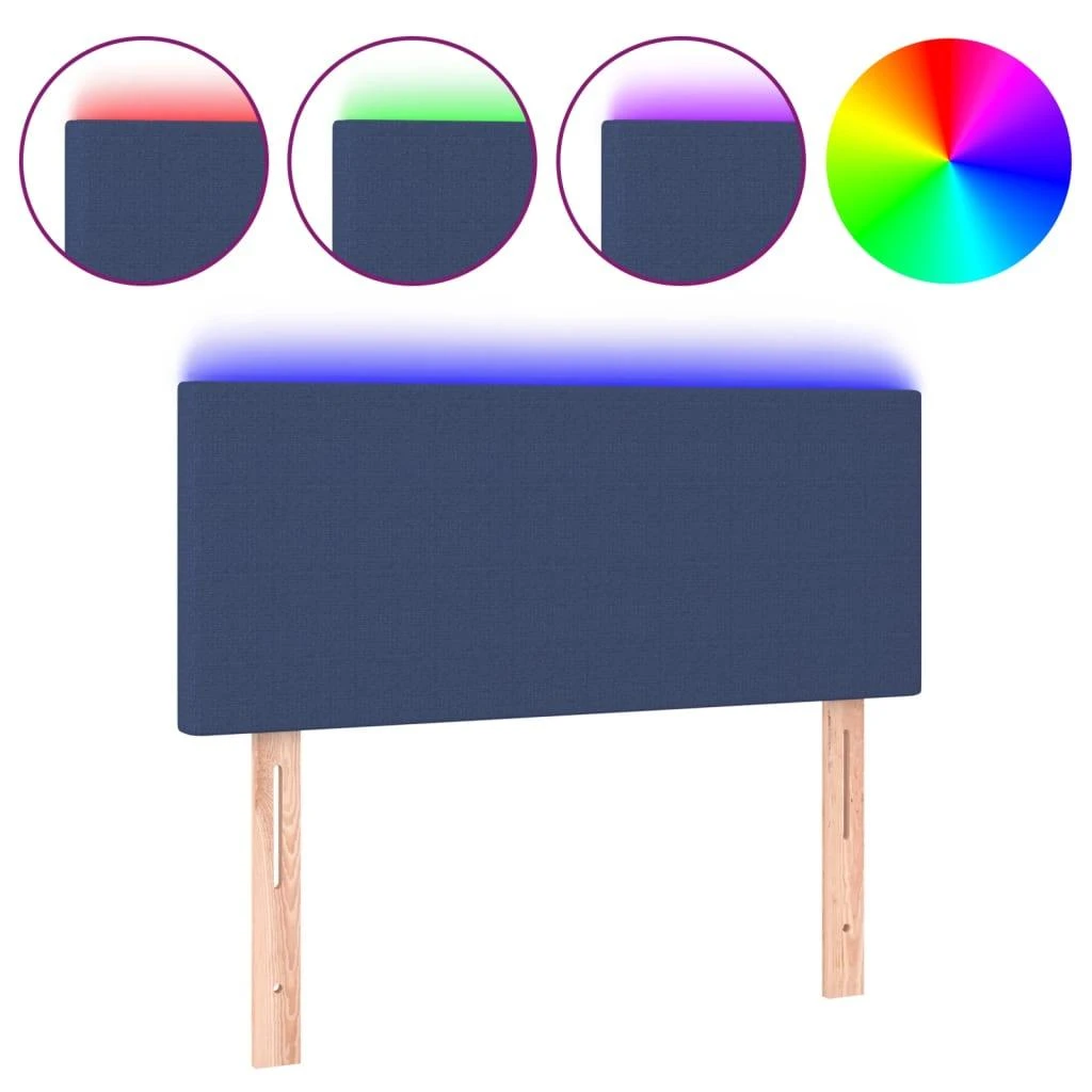 Galvūgalis su LED, mėlynos spalvos, 90x5x78/88cm, audinys