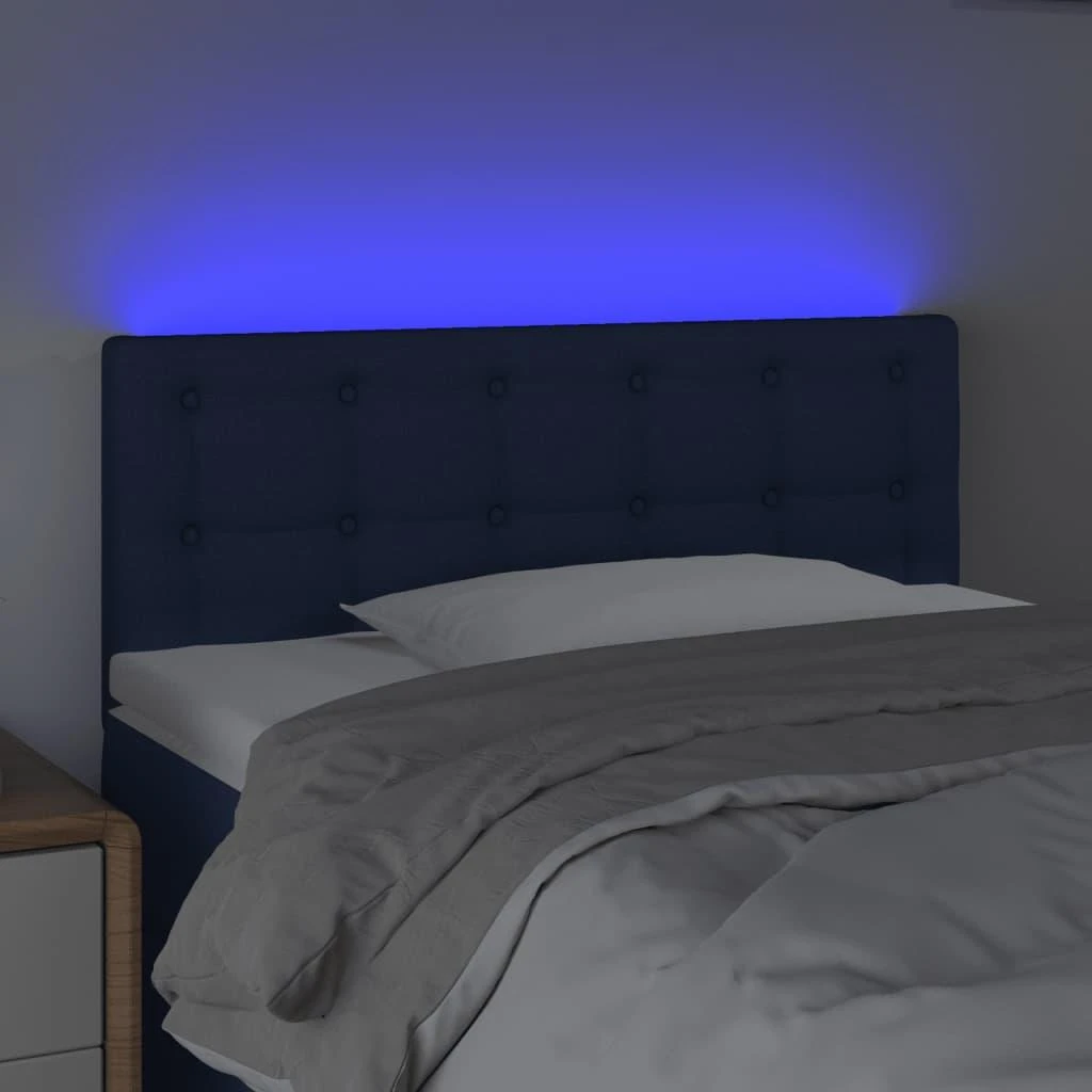 Galvūgalis su LED, mėlynos spalvos, 90x5x78/88cm, audinys