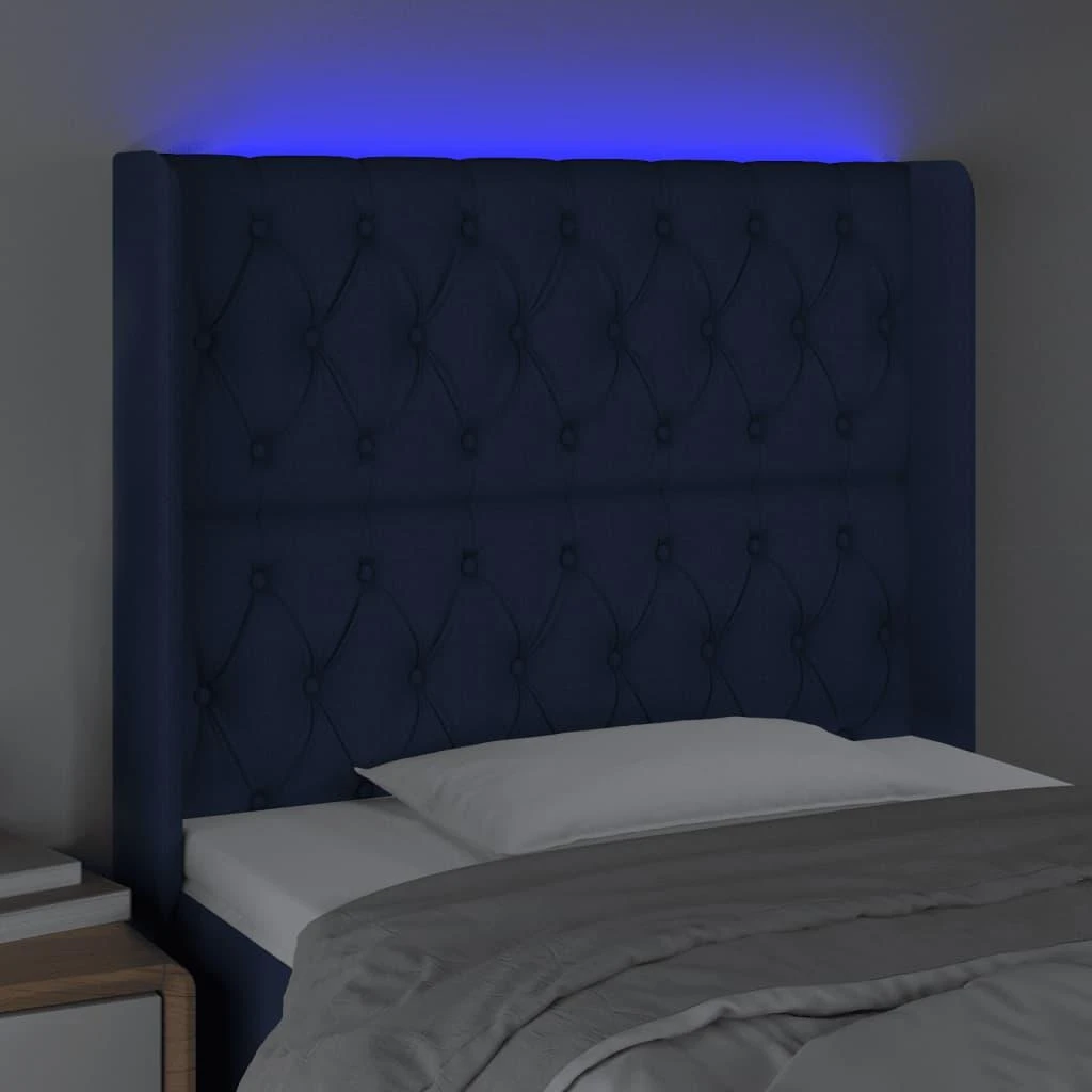 Galvūgalis su LED, mėlynos spalvos, 93x16x118/128cm, audinys