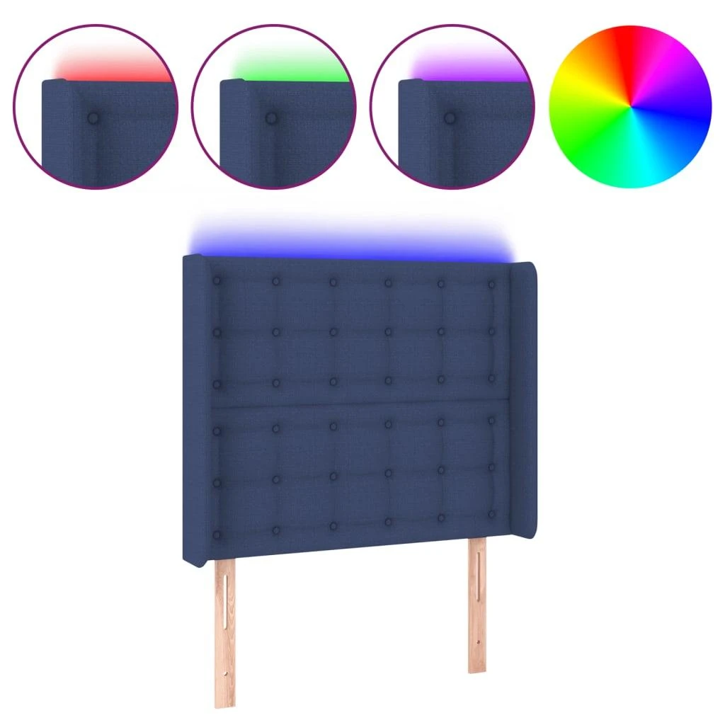Galvūgalis su LED, mėlynos spalvos, 93x16x118/128cm, audinys