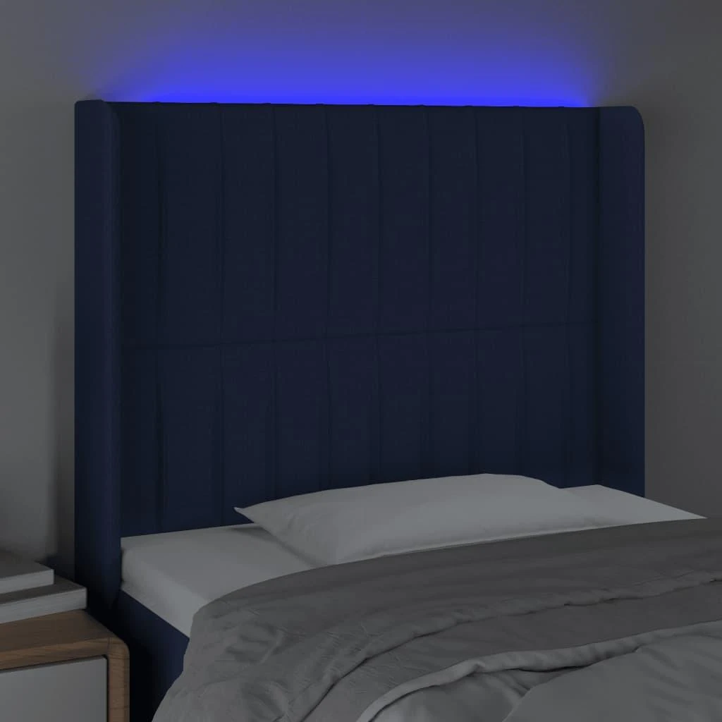 Galvūgalis su LED, mėlynos spalvos, 93x16x118/128cm, audinys