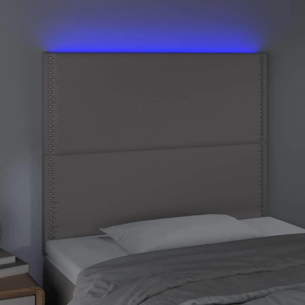 Galvūgalis su LED, pilkas, 100x5x118/128cm, dirbtinė oda