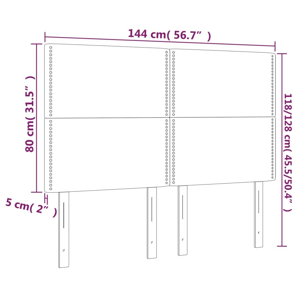 Galvūgalis su LED, pilkas, 144x5x118/128cm, dirbtinė oda