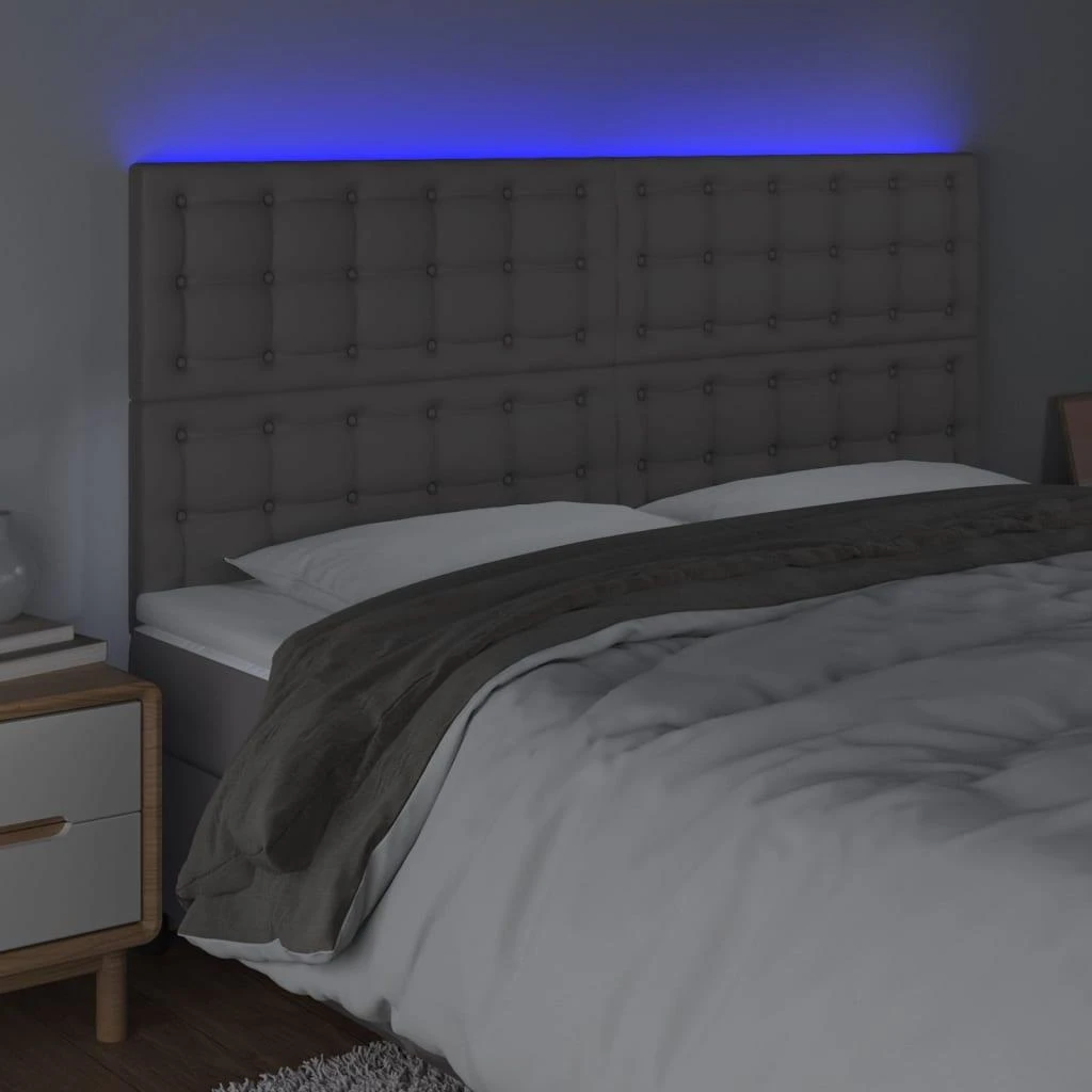 Galvūgalis su LED, pilkas, 160x5x118/128cm, dirbtinė oda