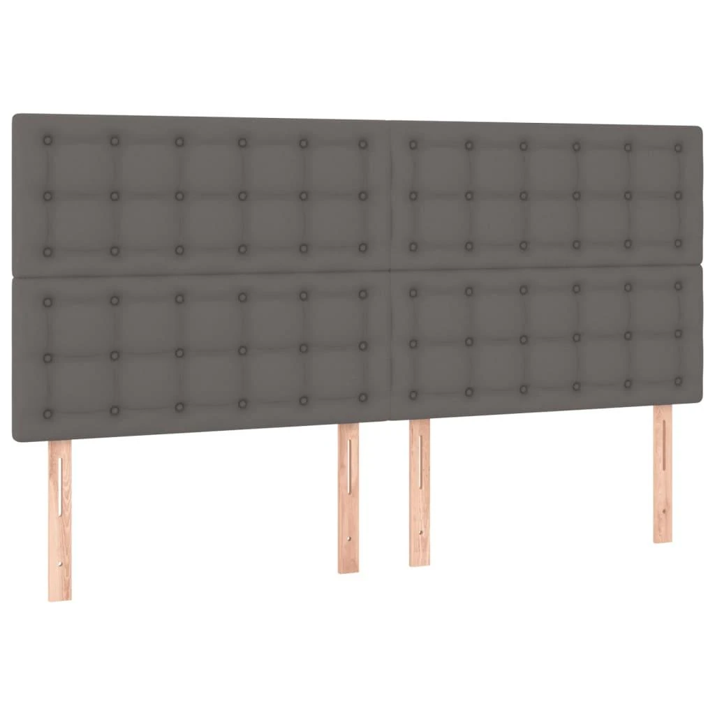 Galvūgalis su LED, pilkas, 160x5x118/128cm, dirbtinė oda